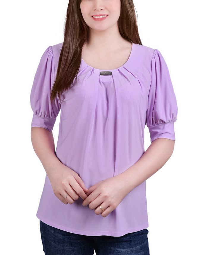 NY Collection Petite Short Sleeve Balloon Sleeve Top & Reviews - Tops