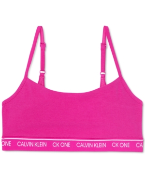 Calvin Klein Womens Party Pink Ck One Cotton-blend Logo-print Bralette L In Party Pink
