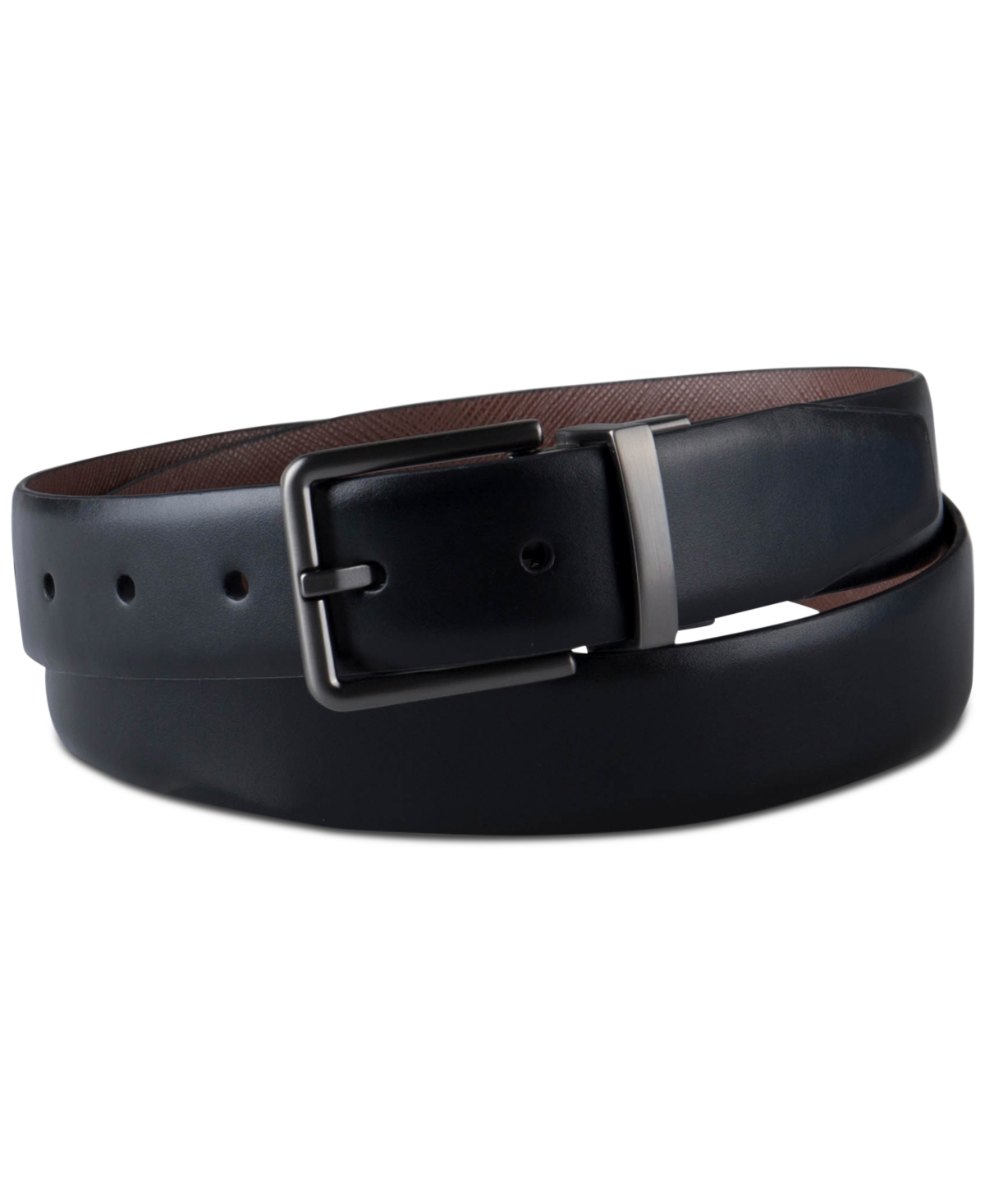 Men's Reversible Textured Leather Dress Belt, Created for Macy's - Black/Brown
