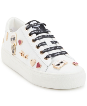 Shop Karl Lagerfeld Women's Cate Embellished Sneakers In White