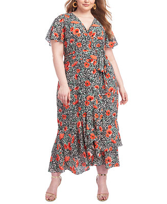 RACHEL Rachel Roy Plus Size Printed Midi Dress - Macy's