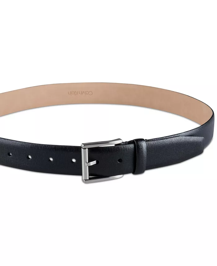 35MM Men’s Textured Leather Roller Bar Buckle Belt - thumbnail 3