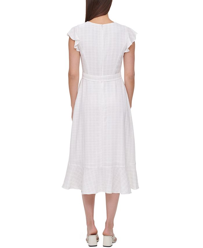 Calvin Klein Check-Print Wrap Dress - Macy's