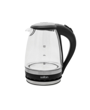 Salton Compact Cordless Electric 1.5 Liter Glass Kettle In Silver-tone And Black