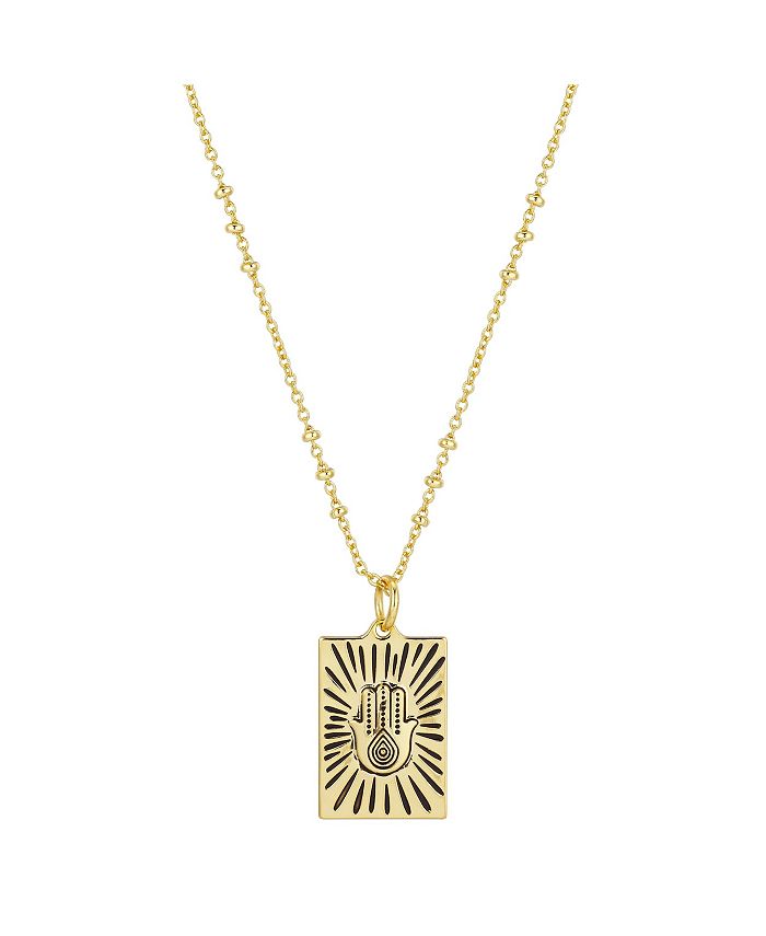 Unwritten - Gold Flash-Plated Hamsa Pendant Necklace, 16+2" Ext