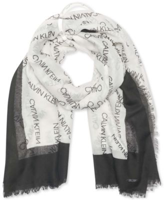 calvin klein black and white scarf