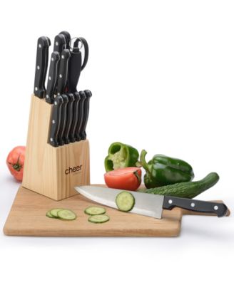 Cheer Collection Kitchen Knife with Wooden Block, Set of 13