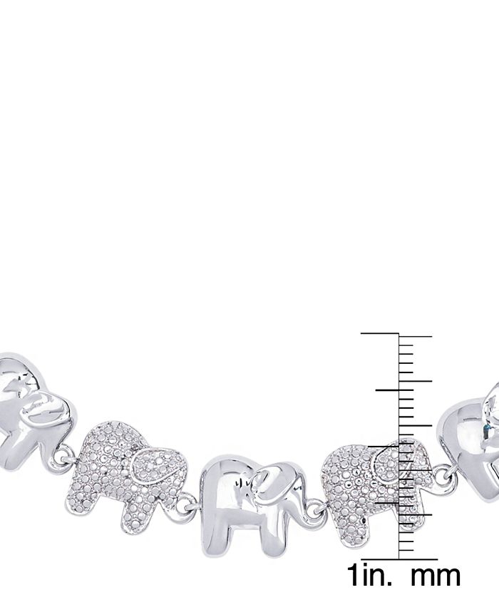Macy's - Diamond Accent Elephant Adjustable Bolo Bracelet in Fine Silver Plate