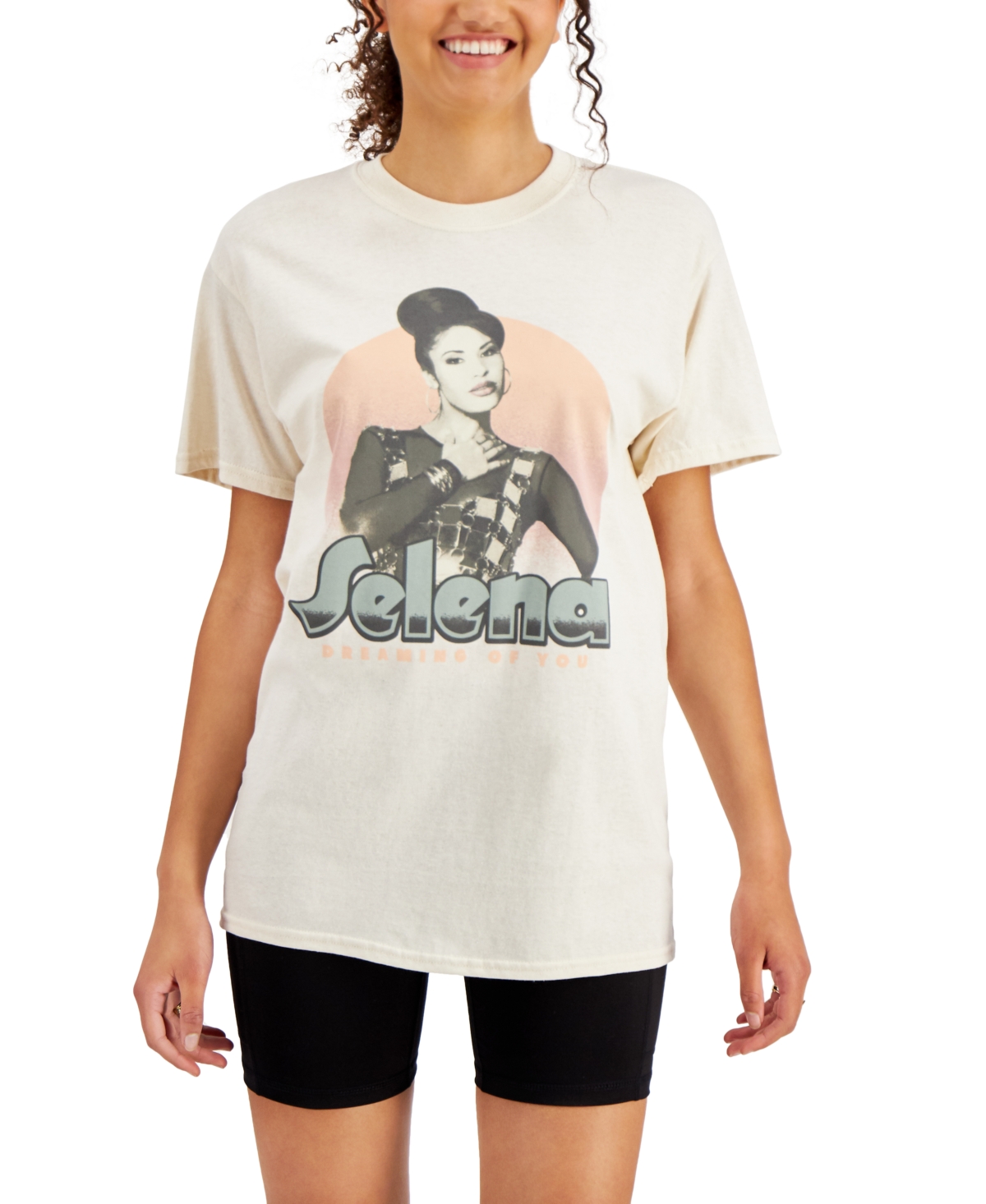 Love Tribe Juniors' Cotton Selena Graphic-Print T-Shirt - Natural