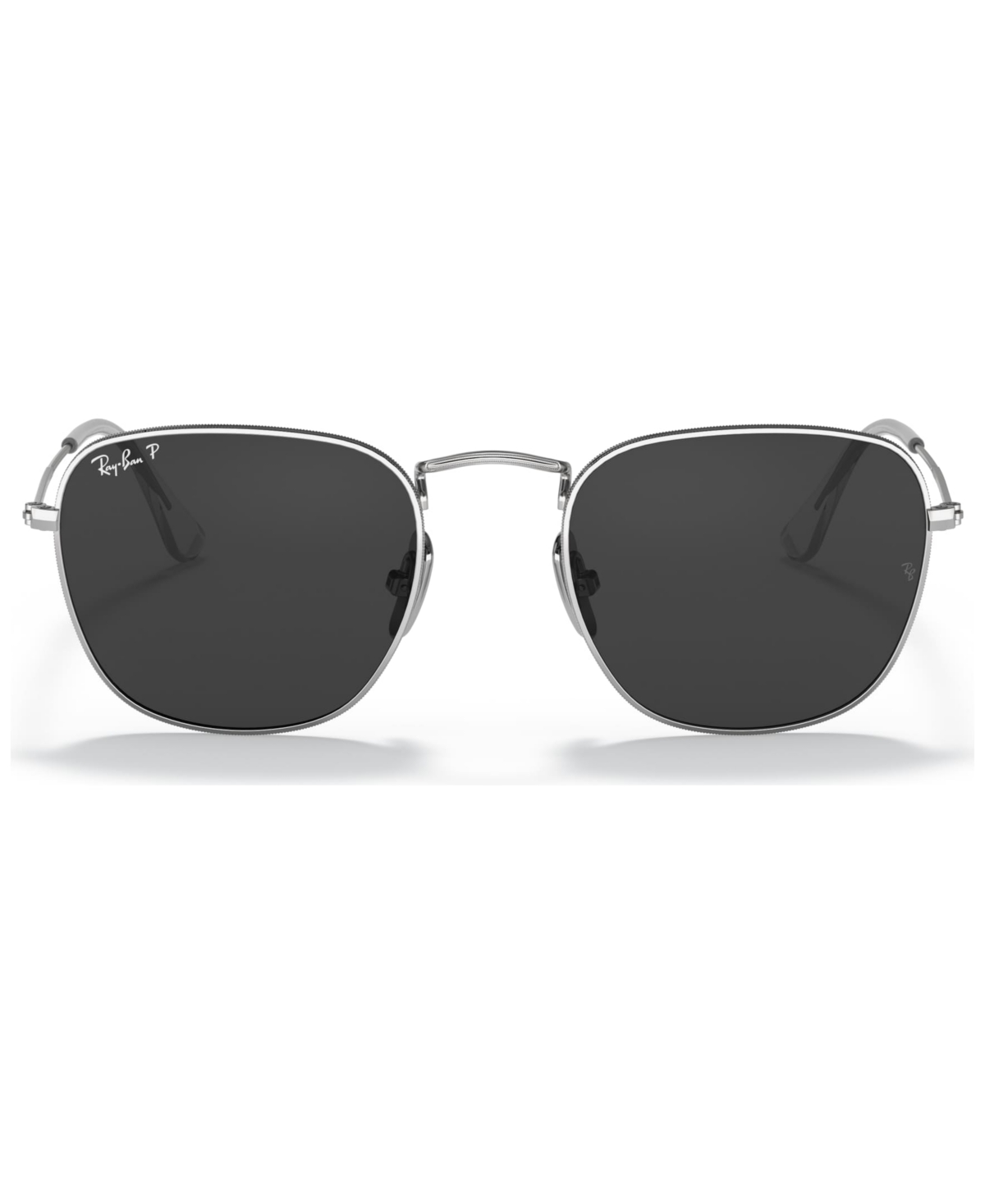 Ray Ban Frank Titanium Sunglasses Silver Frame Black Lenses Polarized 51-20