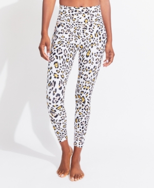 kensie Women's High Rise Wavy Cheetah 7/8 Leggings