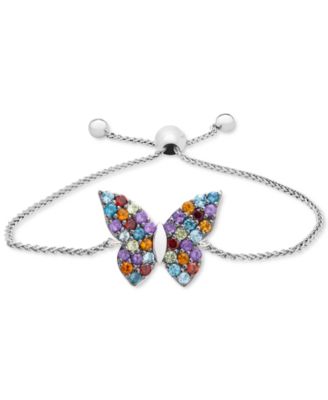 Multi-Gemstone Butterfly Bolo Bracelet (7/8 ct. t.w.) in Sterling Silver