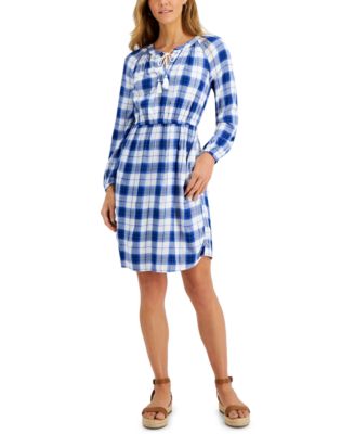 petite plaid shirt dress