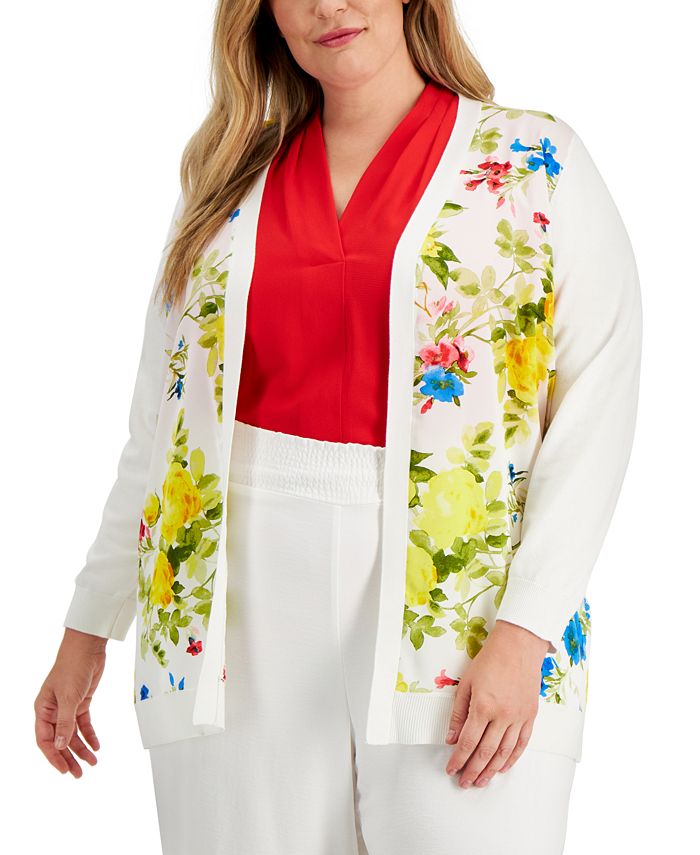 Calvin Klein Plus Size Floral Print Cardigan Macy s