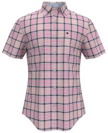 Men's Custom-Fit Fenton Textured Plaid Shirt 