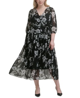 calvin klein plus size floral dresses