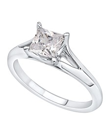GIA Certified Diamond Princess Solitaire Engagement Ring (1 1/2 ct. t.w.) in 14K White Gold