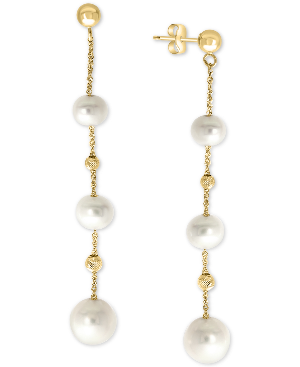 Effy Collection Effy Cultured Freshwater Pearl (5-8mm) Linear Drop Earrings in 14k Gold