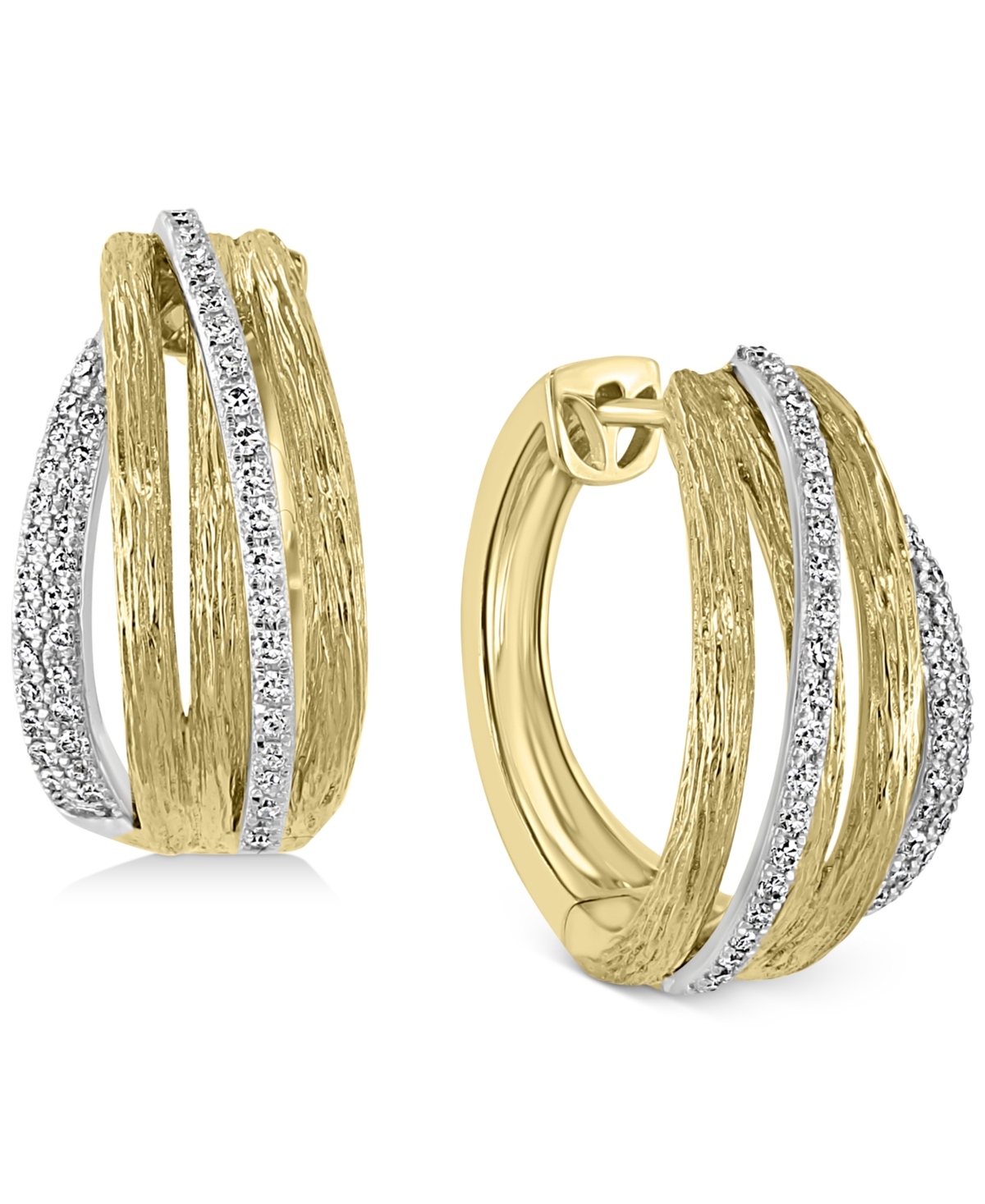 Effy Collection Effy Diamond Two-Tone Multirow Hoop Earrings (3/8 ct. t.w.) in 14k Gold & White Gold