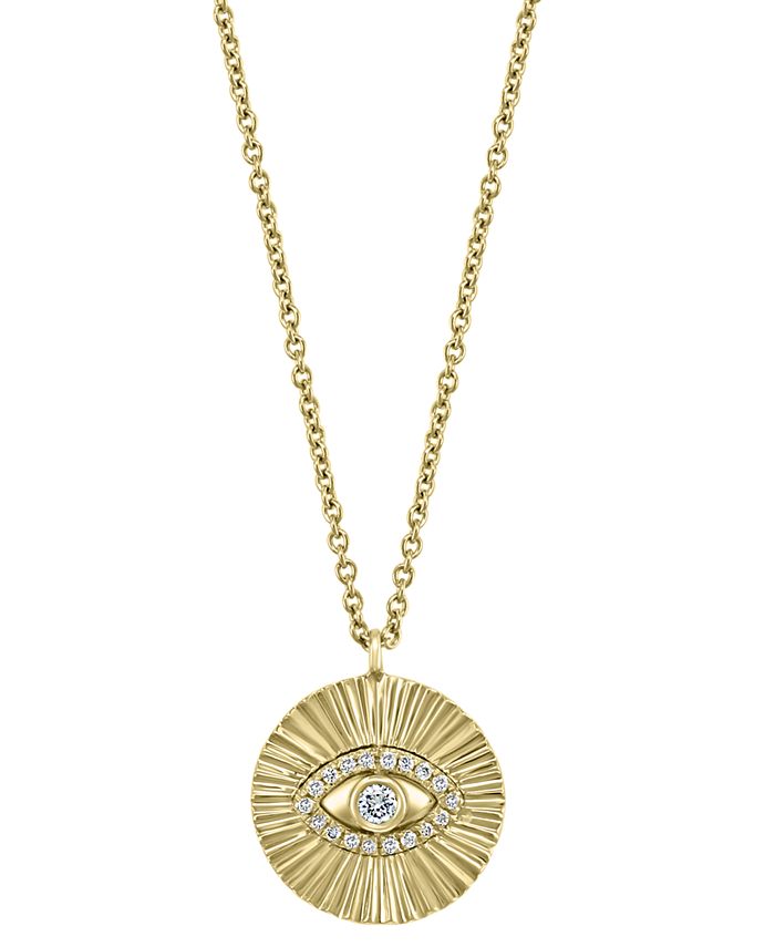 EFFY Collection EFFY® Diamond Evil Eye Disc 18" Pendant Necklace (1/10