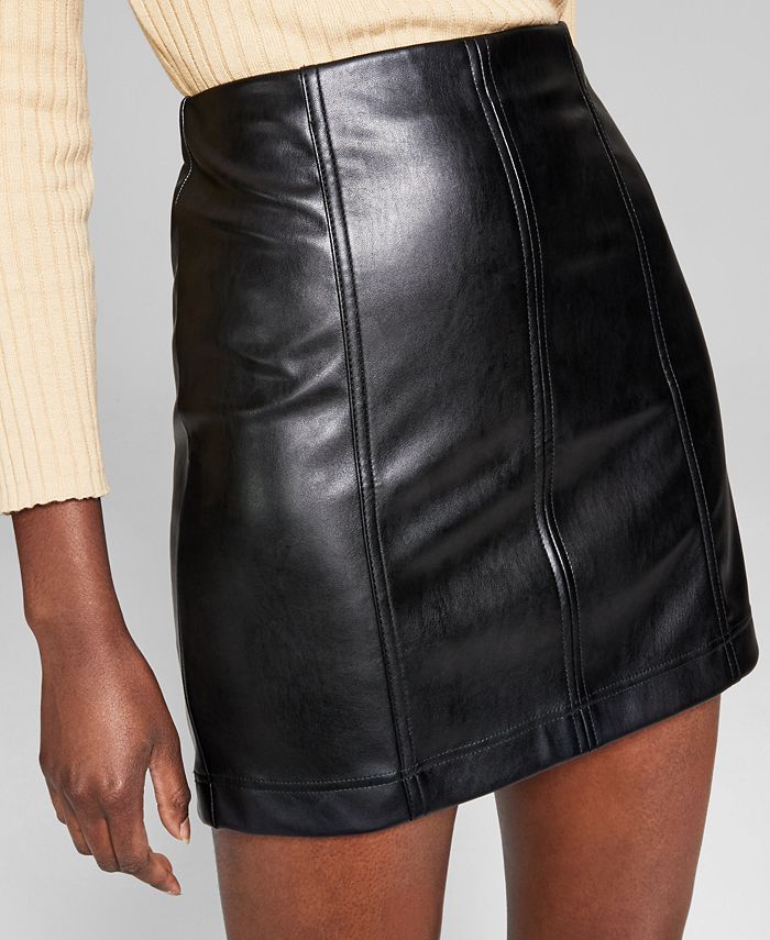And Now This Women's Faux-Leather Seamed Mini Skirt - Macy's