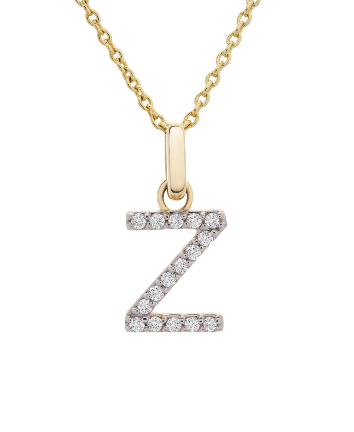 Diamond Initial Pendant Necklace (1/10 ct. t.w.) in 14k Gold, 17
