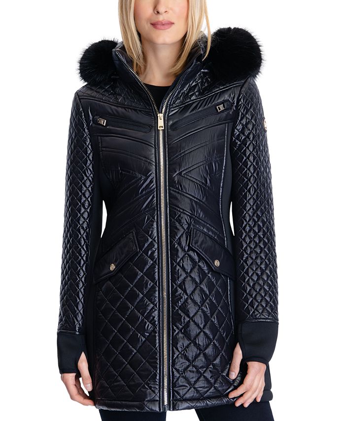 Long Quilted Faux Fur Trimmed Hood Coat Tradingbasis 