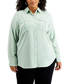 Plus Size Button-Front Top, Created for Macy's