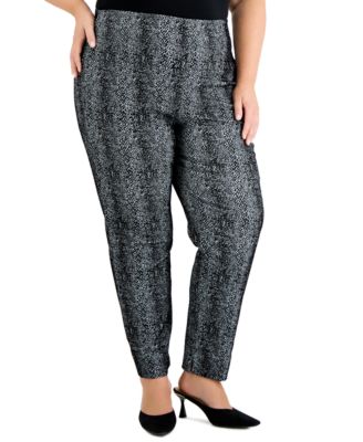 Alfani Plus Size Flocked-Print Pull-On 
