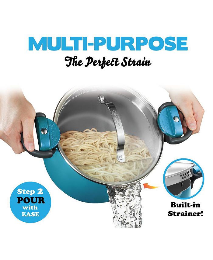 Gotham Steel Nonstick TiCeramic 5Qt. Pasta Pot with Strainer Lid, Aqua Blue Macy's