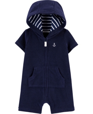Baby Boys Hooded Zip-Up Terry Romper