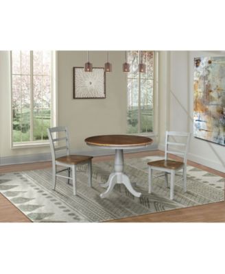 International Concepts 36" Round Extension Dining Table With 2 Madrid ...