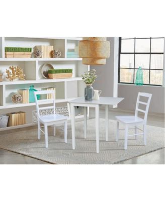 Small Dual Drop Leaf Dining Table with 2 Madrid Ladderback Chairs, 3 Piece Dining Set