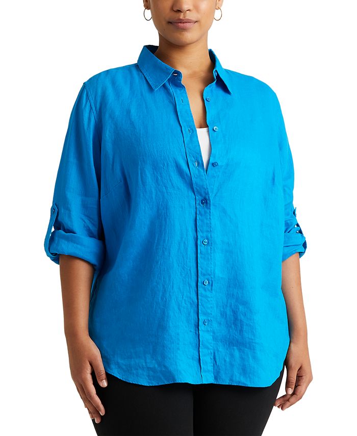 Lauren Ralph Lauren PlusSize Linen Shirt Macy's