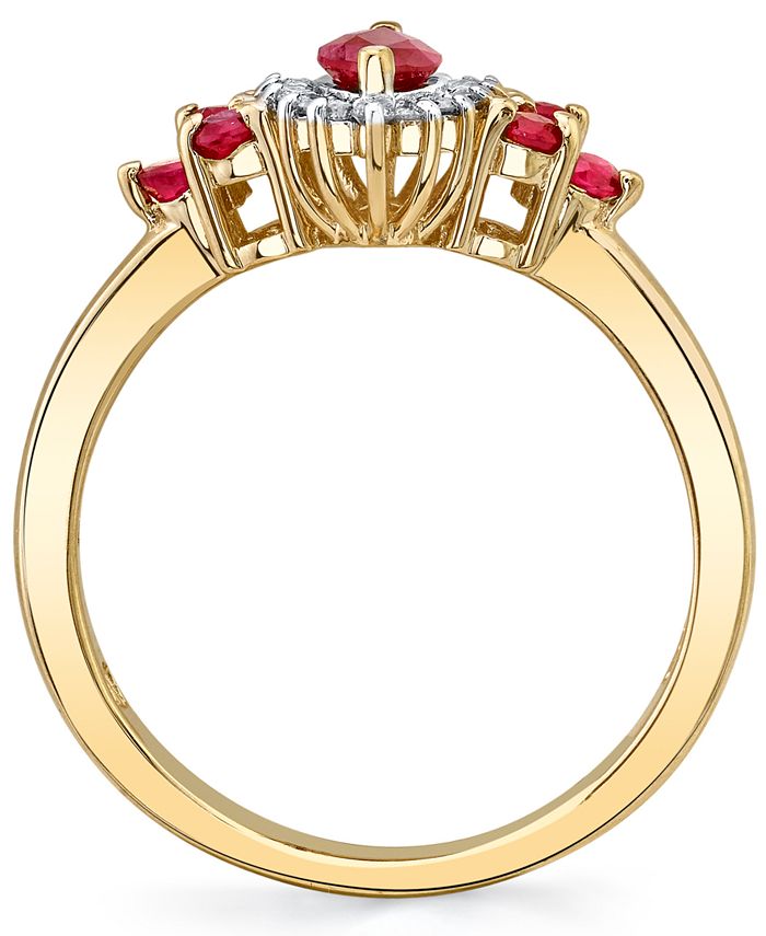 Macy's Ruby (7/8 ct. t.w.) & Diamond (1/8 ct. t.w.) Ring in 10k Gold ...