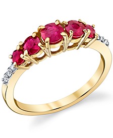 Ruby (1 ct. t.w.) & Diamond (1/20 ct. t.w.) Graduated Ring in 14k Gold