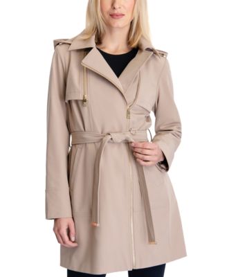 michael kors asymmetrical hooded raincoat