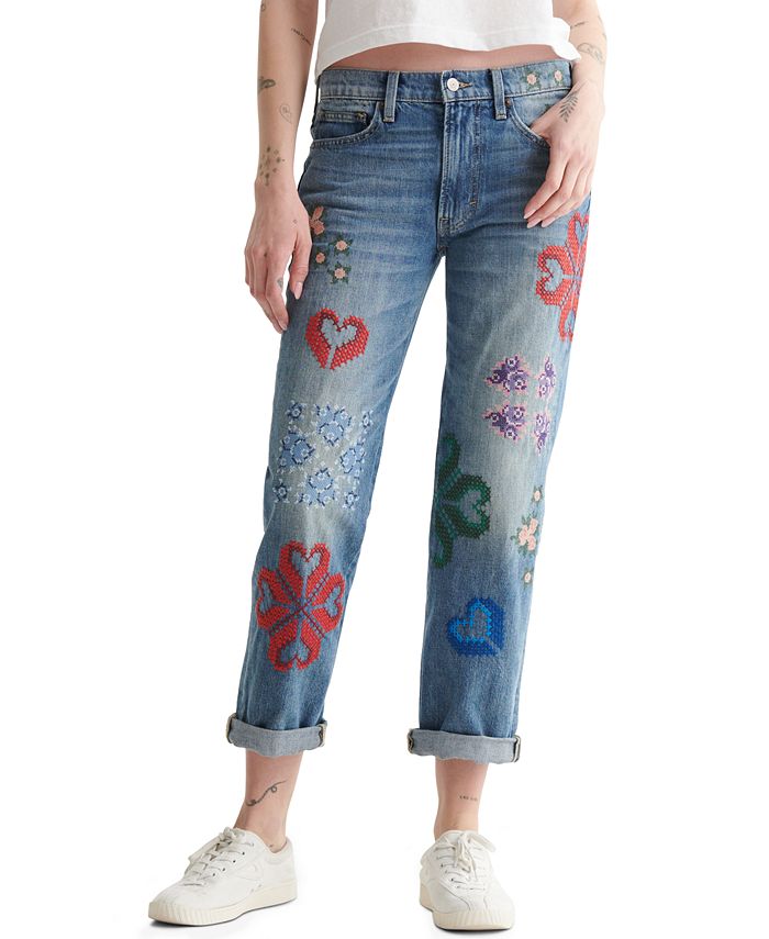 Lucky Brand Cotton Embroidered Mid-Rise Jeans & Reviews - Jeans - Women ...
