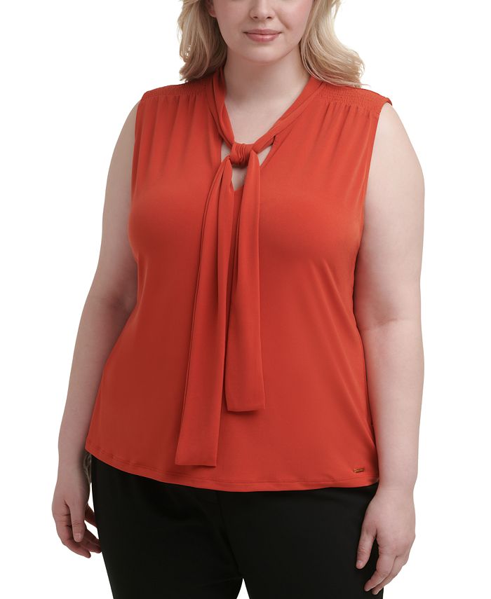 Calvin Klein Plus Size TieNeck Blouse Macy's
