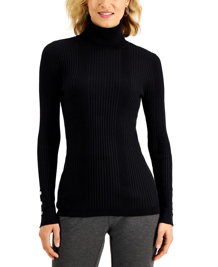 JM Collection Petite Ribbed Turtleneck Sweater, Created for Macy's - Macy's