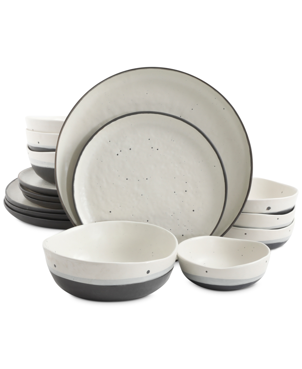 Elite Rhinebeck 16-Pc. Double Bowl Dinnerware Set - Gray And White