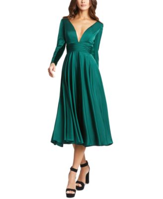 macys green long sleeve dress