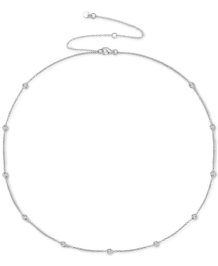 Diamond Bezel Necklace (1/10 ct. t.w.) in Sterling Silver, 14k