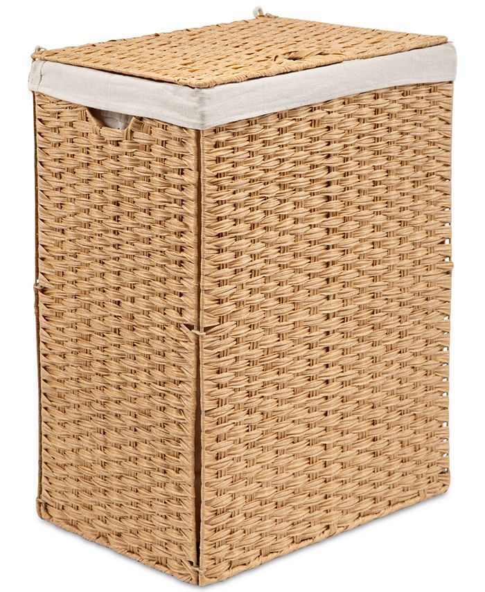 Seville Classics Foldable Rectangular Laundry Hamper with Lid & Canvas