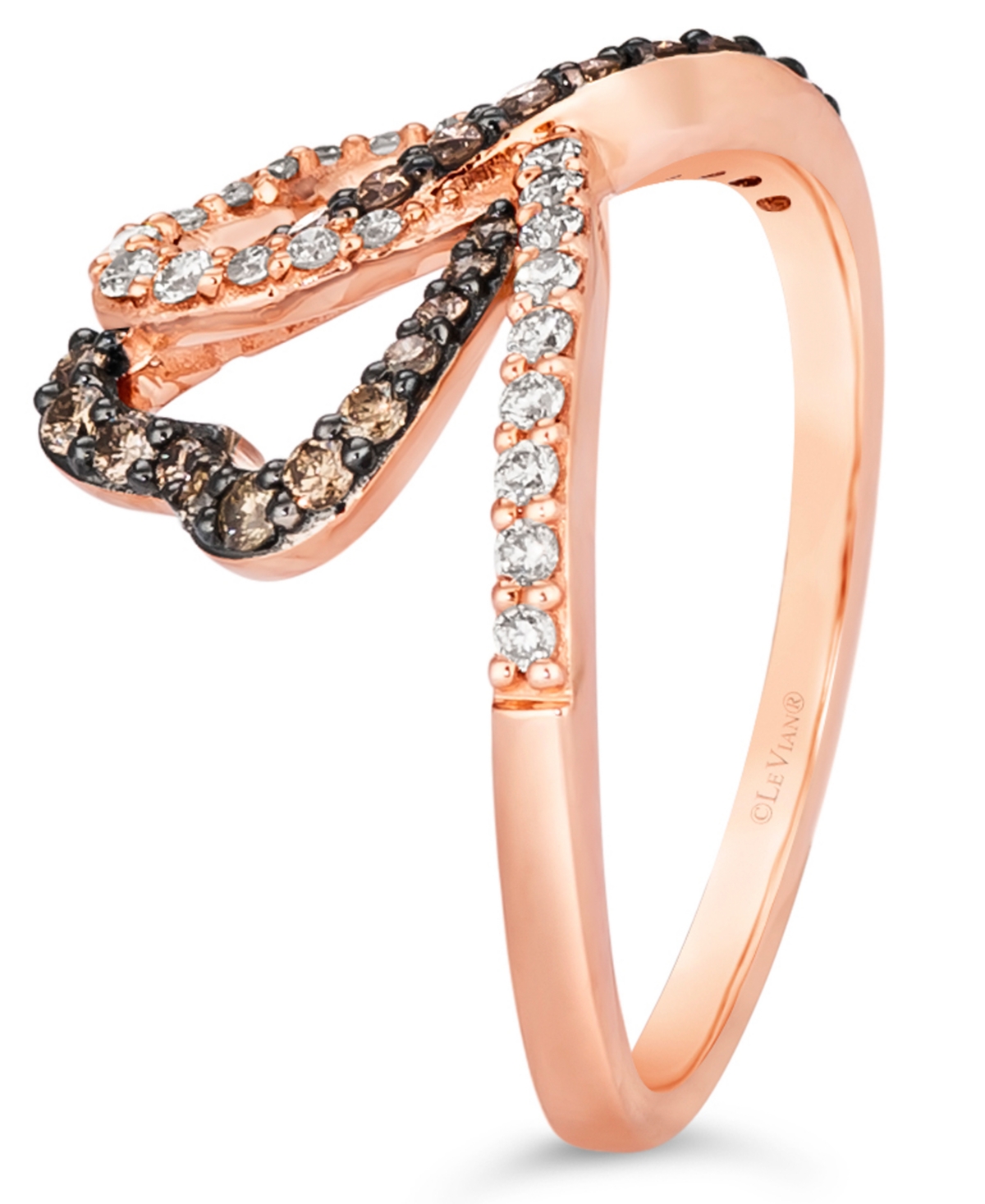 Le Vian Chocolate Diamond (1/4 ct. t.w.) & Nude Interlocking Heart Ring 14k Rose, Yellow or White Gold