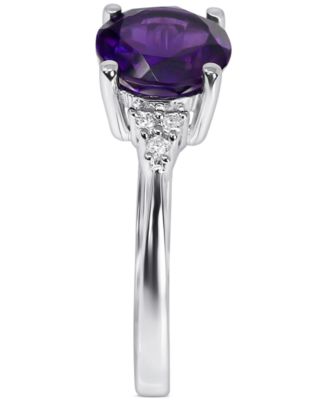 Amethyst (1-5/8 ct. t.w.) & Diamond (1/20 ct. t.w.) Ring in 14k Gold (Also in London Blue Topaz & Rhodolite Garnet)