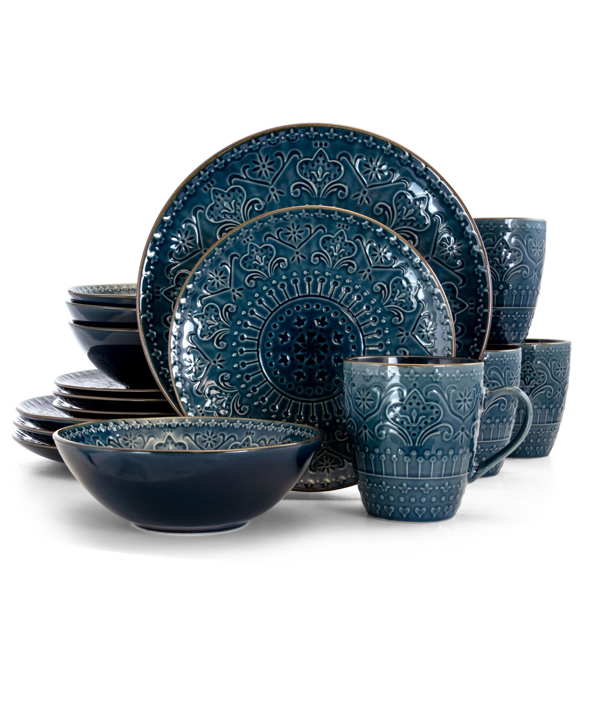 Elama Deep Sea Mozaic Luxurious Dinnerware with Complete Set of Pieces