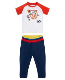 Baby Boys Printed and Embroidered Logo T-shirt and Knit Denim Jogger Set, 2 Piece