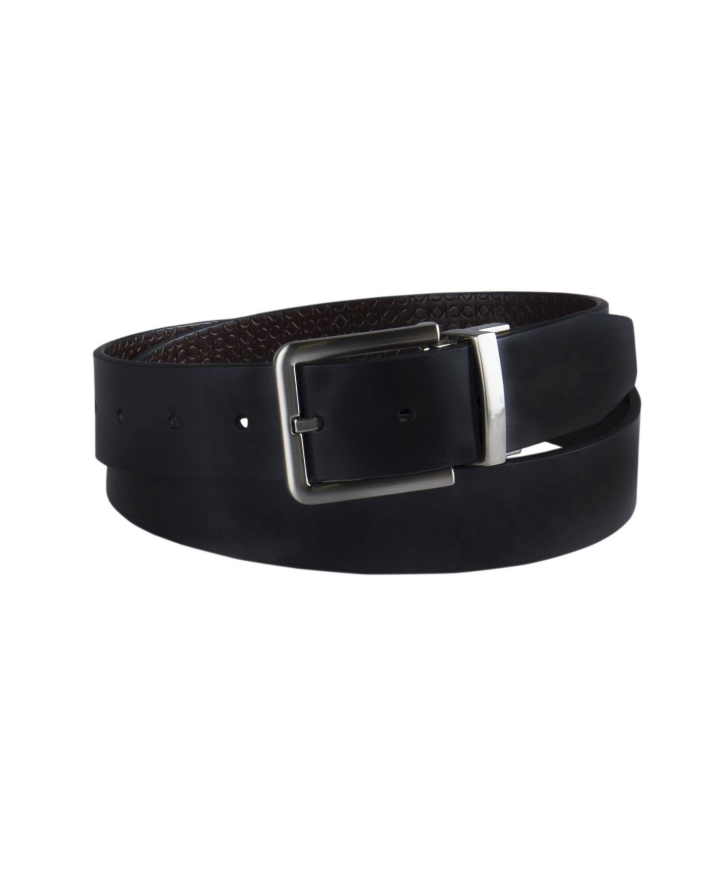 Мужской ремень Calvin Klein Micro Logo Strap Reversible Casual Belt, цвет: Чёрный — фото 8