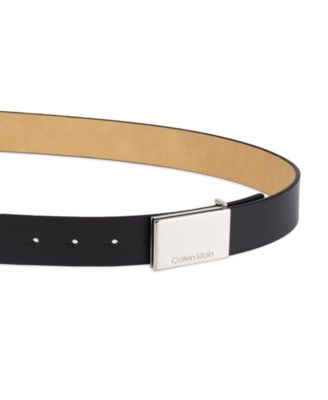 Men's Casual Belt with Engraved Plaque Buckle